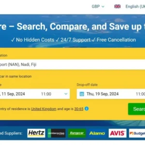 Car rental comparison dashboard showing multiple booking options for Morocco
