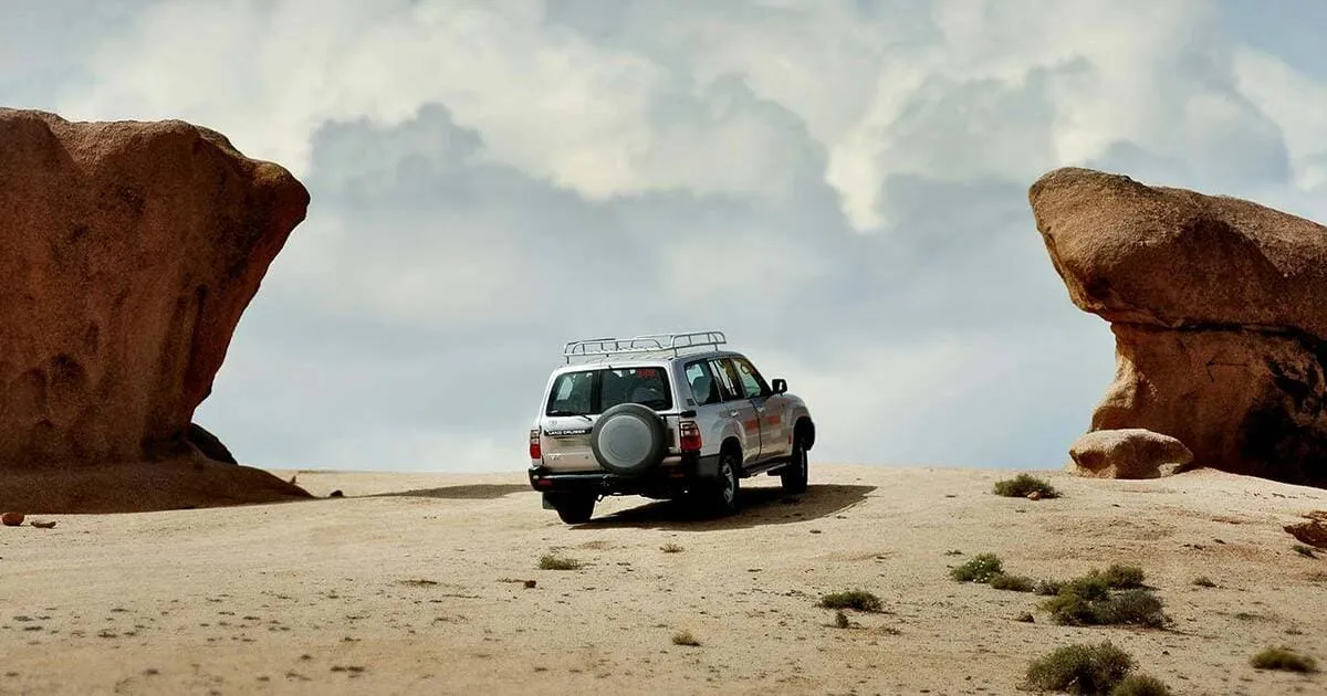 Sunset over Moroccan desert landscape