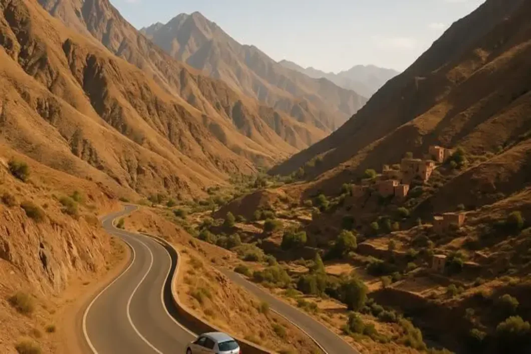 Small car vs SUV Atlas Mountains Morocco