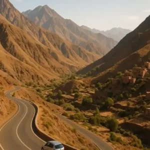 Small car vs SUV Atlas Mountains Morocco