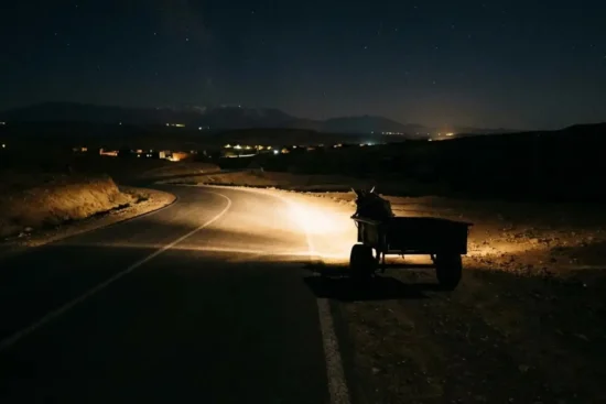 Driving at night in Morocco