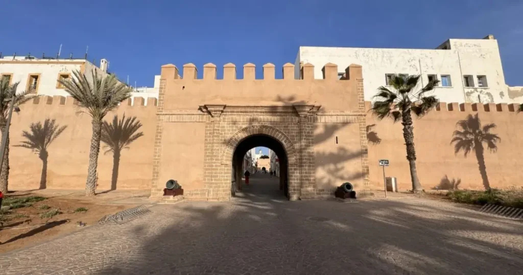 Essaouira Morocco Atlantic coast medina walls blue boats harbor sunset